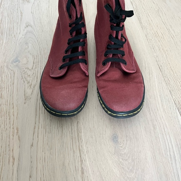 Dr Martens Shoreditch Red Maroon Canvas LaceUp High Top Boots Sneakers US 7 EU38 - Picture 7 of 7